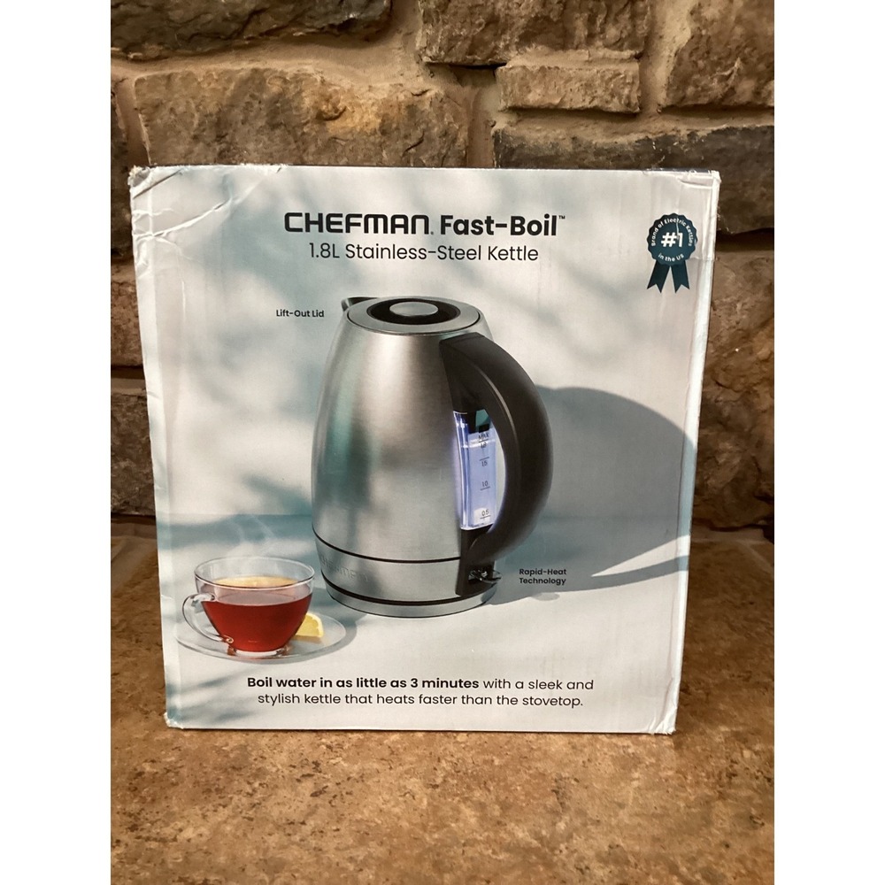 Chefman Fast-Boil 1.8L Stainless Steel Electric Kettle Silver  NEW